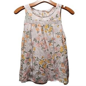 Emily Wonder Boho Floral Sleeveless Top - White, Yellow, Pink Small